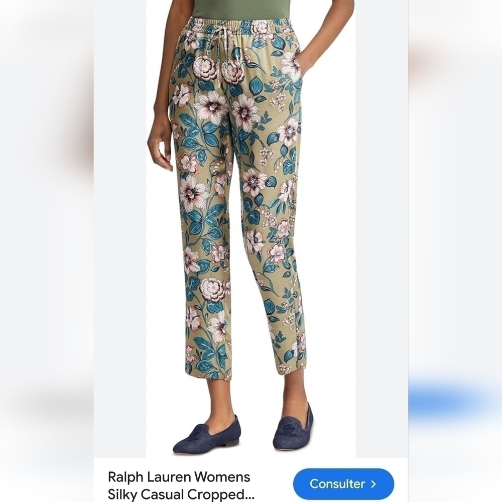 NWOT Ralph Lauren women's silky casual cropped flower pants size 6 us
